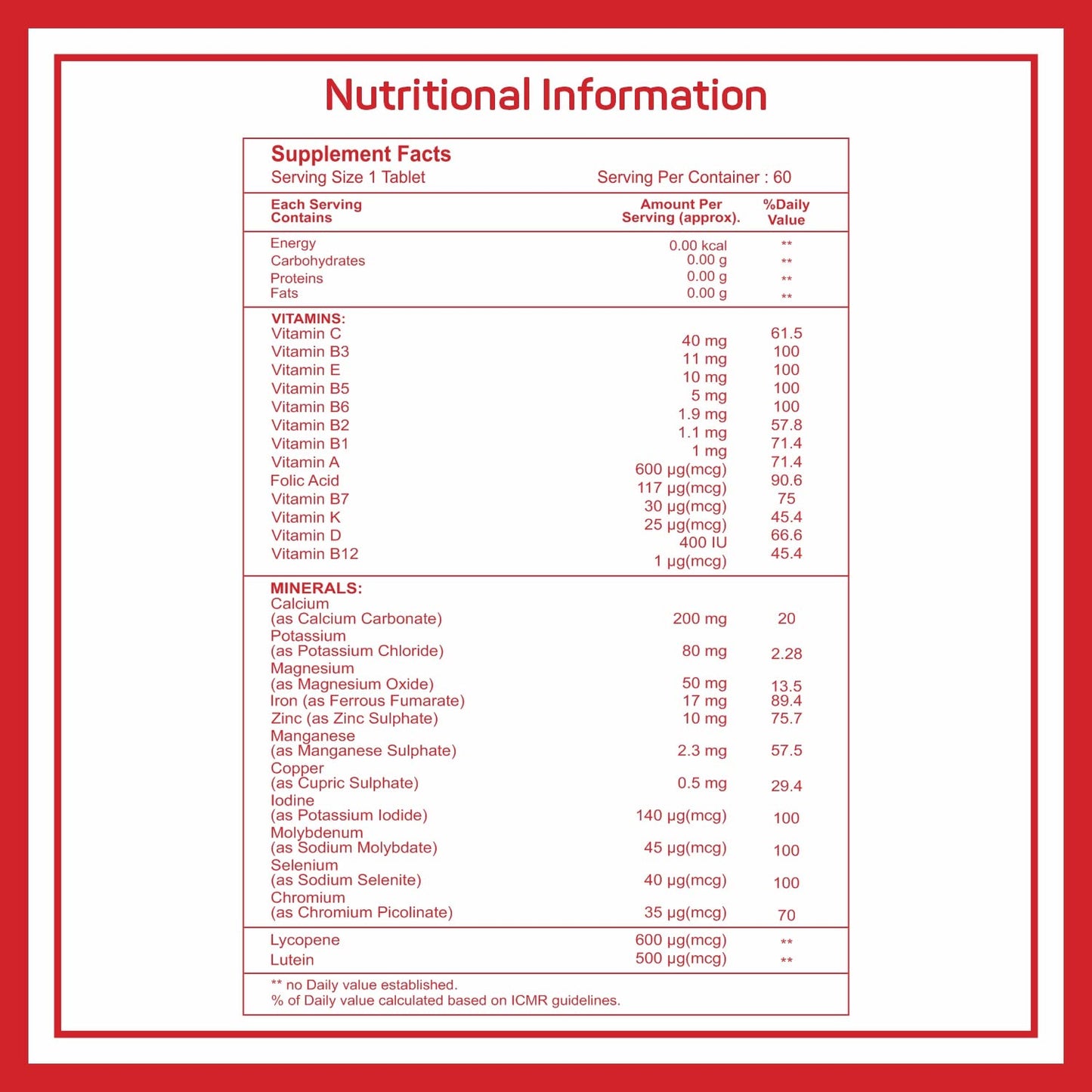 Healthvit Cenvitan Adults Multivitamin with 26 Nutrients for Energy, Immunity, Muscle Function - 60 Tablets, Pack of 2