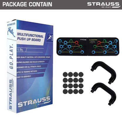 Strauss Multifunctional Portable Push Up Board 16 in 1 Body Building Exercise Tools  Durable  Foldable  Push Up Board for Men-Women