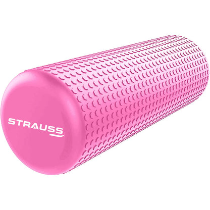 Strauss Yoga Foam Roller  Ideal For Exercise Muscle Recovery Physiotherapy Pain Relief  Myofascial  Deep Tissue Massage Roller 45 Cm Pink