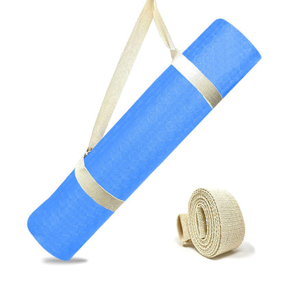 Strauss TPE Yoga Mat, 6MM, Sky Blue, Anti-Slip, with Carry Strap. Ideal for Home Workout, Gym, Yoga for Men, Women, and Kids.