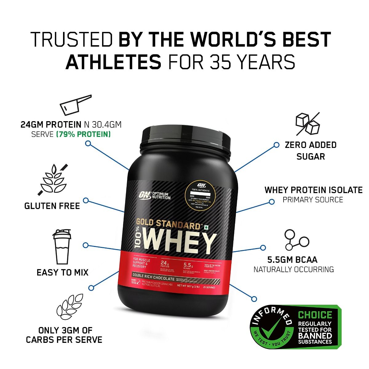 Optimum Nutrition Gold Standard Whey Protein 2 lbs Mocha Cappuccino for Muscle Support & Recovery, Vegetarian, Whey Isolate