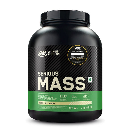 Optimum Nutrition ON Serious Mass 3kg  50g Protein  Vanilla Flavour  Strength  Sport Performance