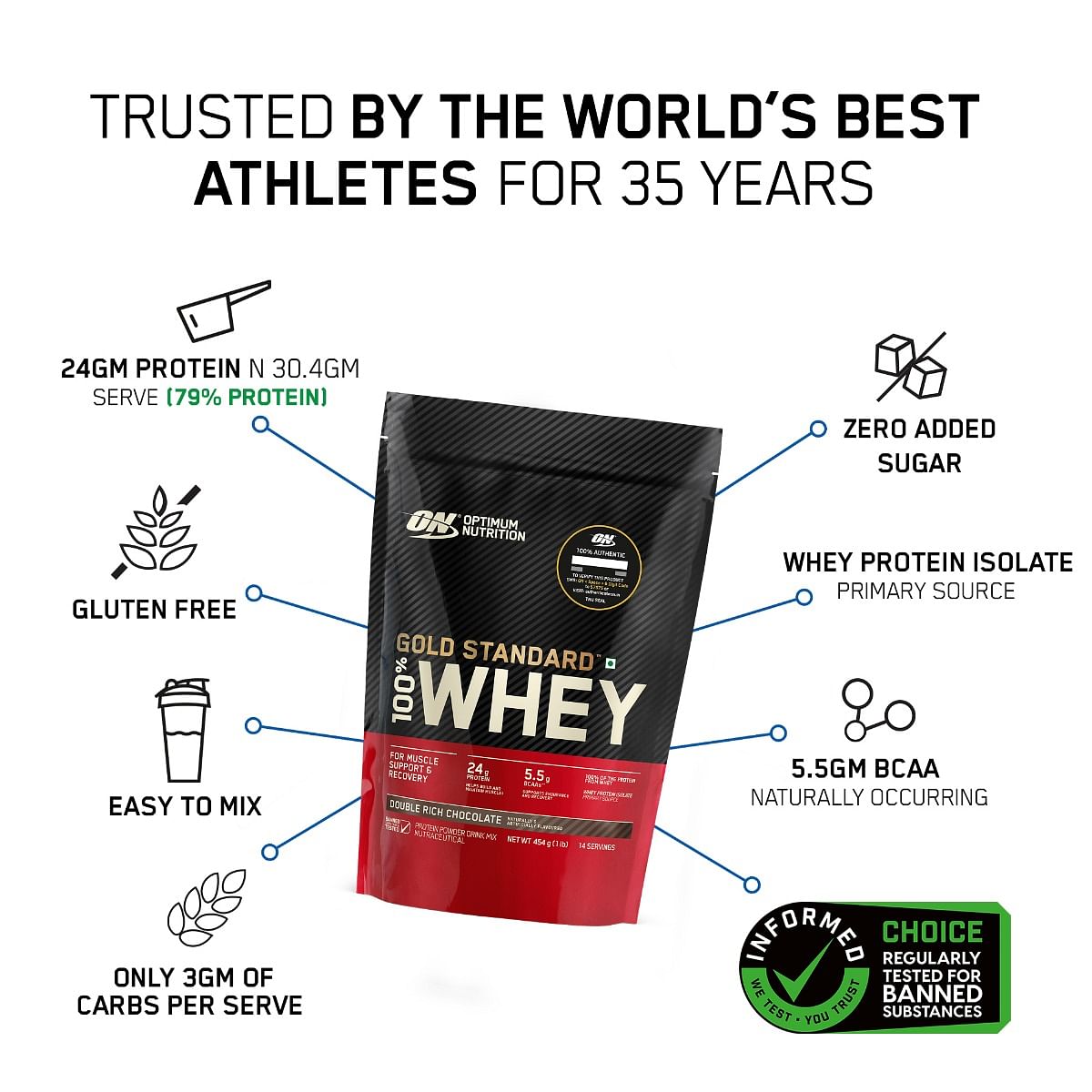 Optimum Nutrition Whey Protein 1lb Vanilla Ice Cream + Nutrabay Creatine Monohydrate 100g Unflavoured Pack of 2 Combo