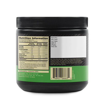 Optimum Nutrition ON L-Glutamine Powder- 250 Gram 50 Serves  5g Glutamine per serve for Amino Acid Support  Muscle Recovery Unflavoured.