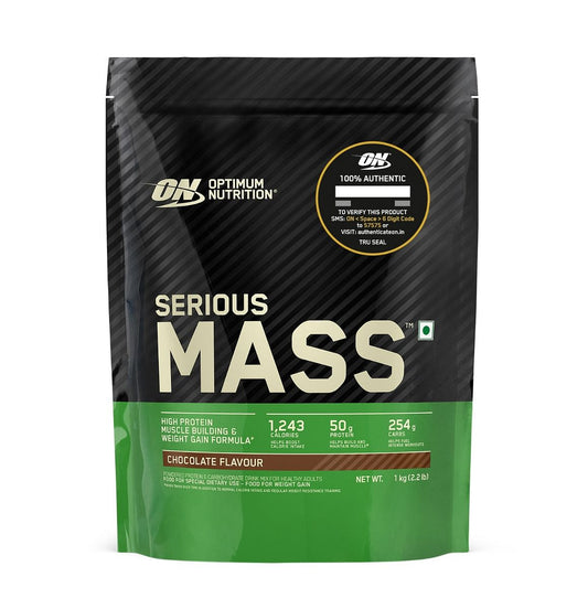 Optimum Nutrition ON Serious Mass 1kg  50g Protein  Chocolate Flavour  Weight Gain  Muscle Building