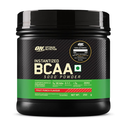 Optimum Nutrition BCAA 250gm  30 servings  Fruit Punch Flavour  Support Muscle  Recovery