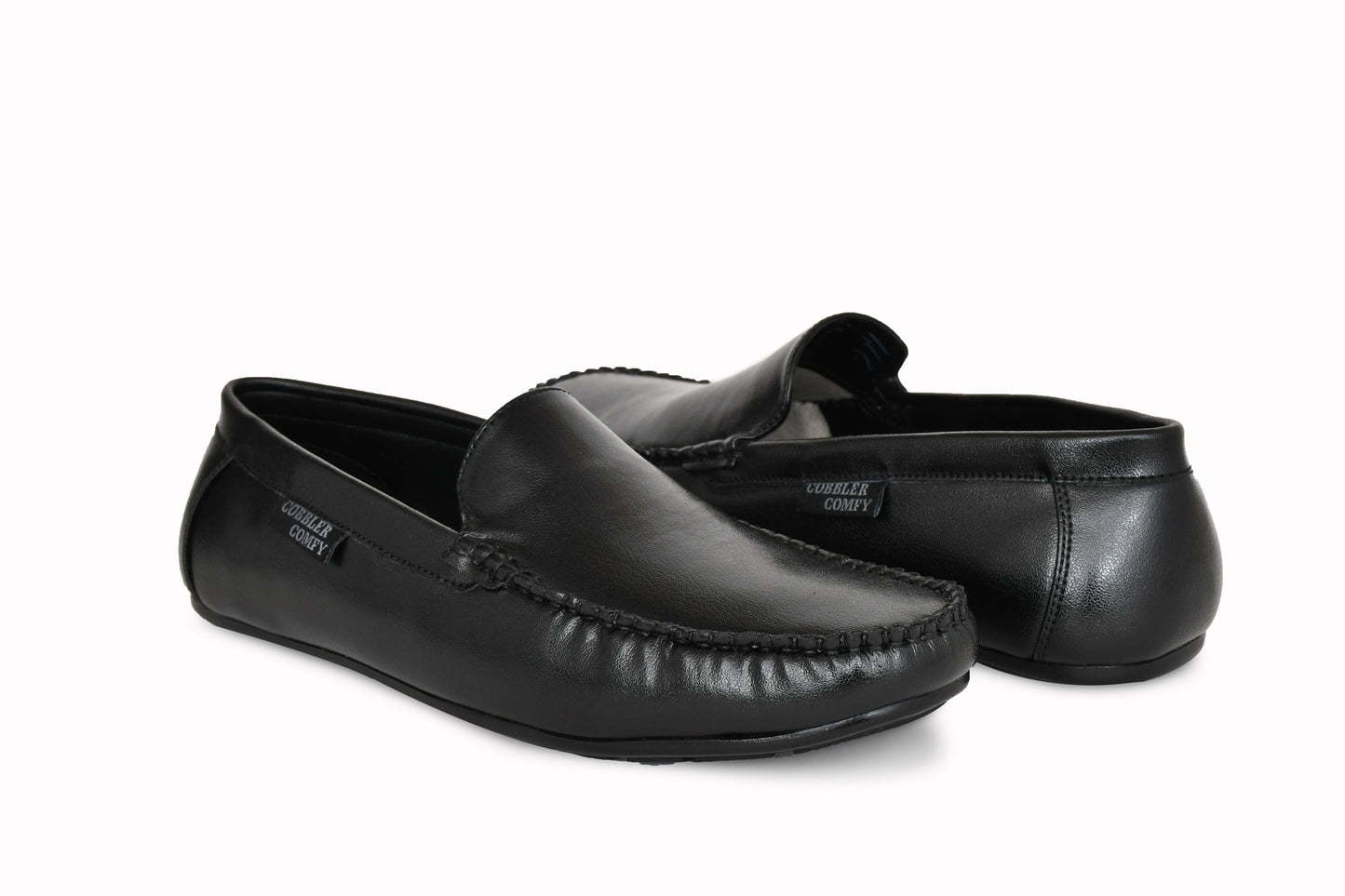 Neat Look Moccasins for Men with Double Stitch Pattern  Black