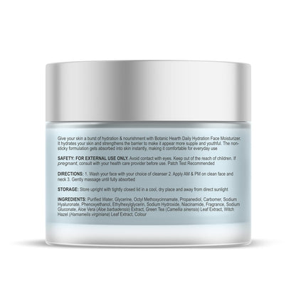 Botanic Hearth Daily Hydration Moisturizer, 100g, with Hyaluronic Acid & Green Tea Extract for Dry Skin, All Skin Types.