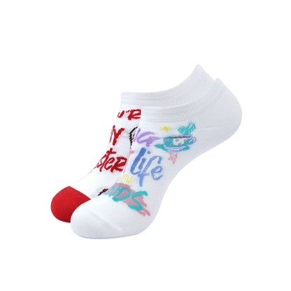 Balenzia x Friends  You are my lobster  Living my best life with friends Lowcut socks for women Pack of 2 Pairs1U - White