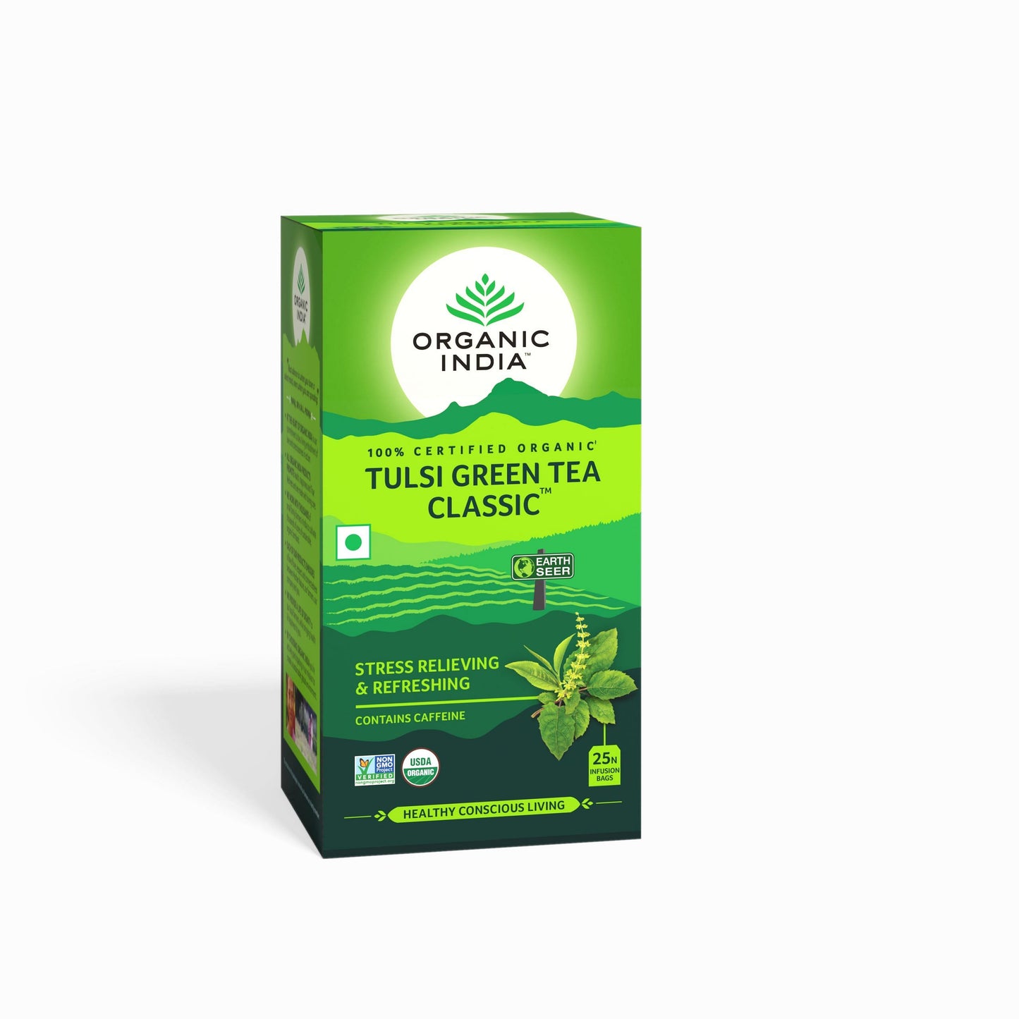 Organic India Tulsi Green Tea Classic 25 Infusion Bags Pack of 2