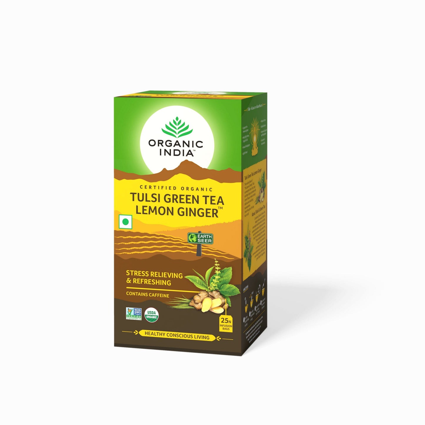 ORGANIC INDIA Tulsi Lemon Ginger Tea - 25 Tea Bags Pack of 2