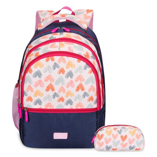 The Clownfish Edutrek Series Printed Polyester 36 L School Backpack with PencilStationery Pouch School Bag Front Zip Pocket Daypack Picnic Bag For School Going Boys  Girls Age-10 years Light Pink