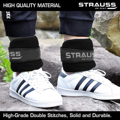 Strauss Ankle Weight-0.5 Kg- Black Pair Round Belt