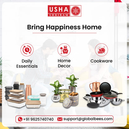 USHA SHRIRAM Non Stick Roti Tawa, 26 cm, High Grade Aluminium, Scratch Resistant, Riveted Handle, Gold.