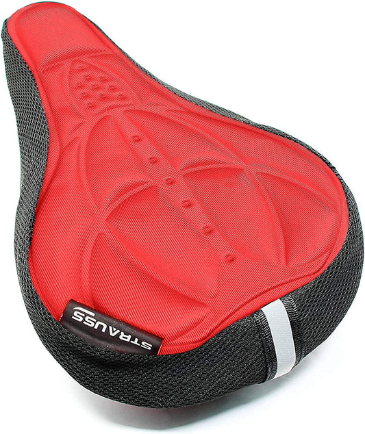 Strauss Saddle Seat Cover: Anti-Slip, Soft Padding, Breathable, Adjustable Straps, Fits All Cycles, Red.