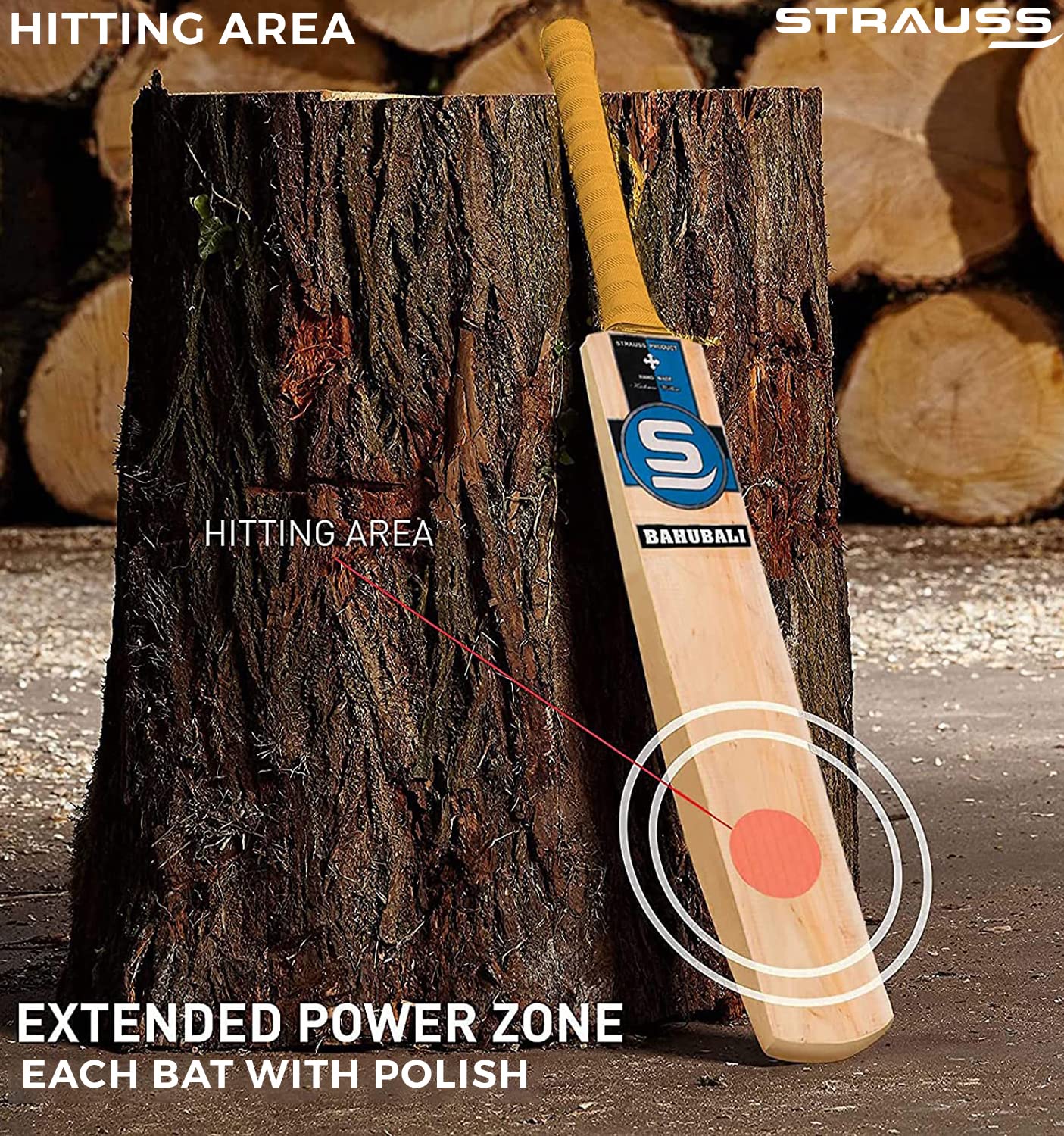 Strauss Cricket Bat  Edition Bahubali  Kashmir Willow  Full Size  Double Blade  Tennis Cricket Bat