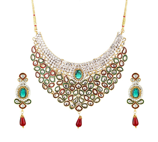 Yellow Chimes Kundan Necklace Traditional Jewellery Set with Earrings for Women  Girls