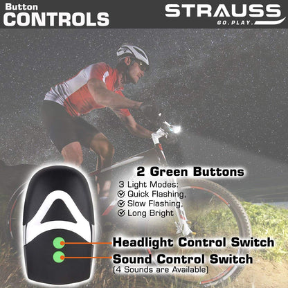 Strauss Bicycle Headlight  Taillight Multicolor Headlight BlackGreen