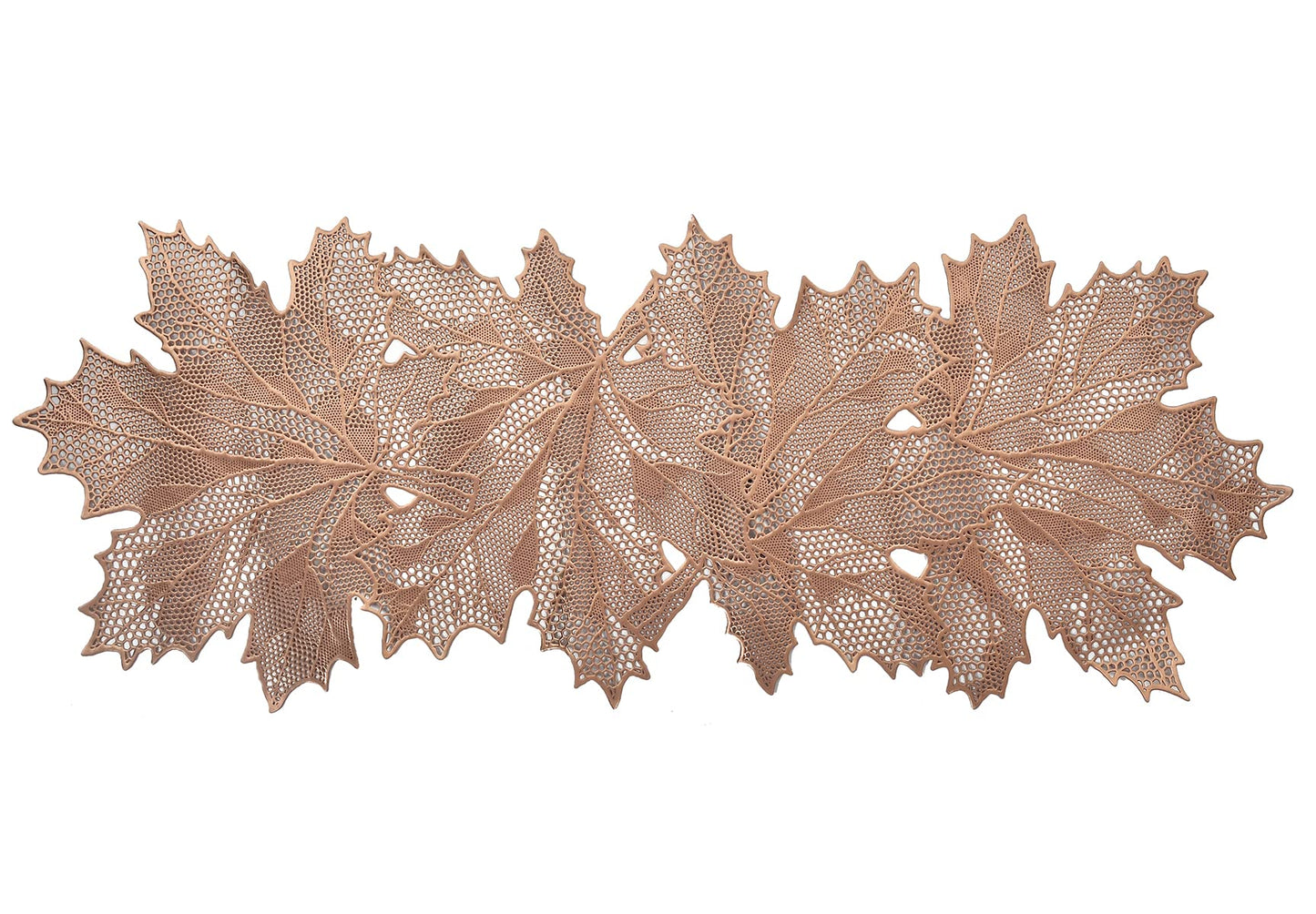 Heart Home Leaf Design Soft Leather Table Runner for Patios Family Dinner Office Kitchen Table Copper-HS43HEARTH26605 Standard