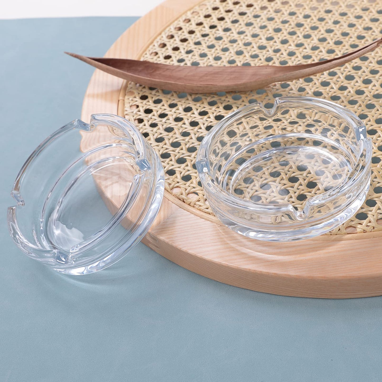 Kuber Industries Decorative Ash tray StylishRound Shape Pack of 2 Transparent