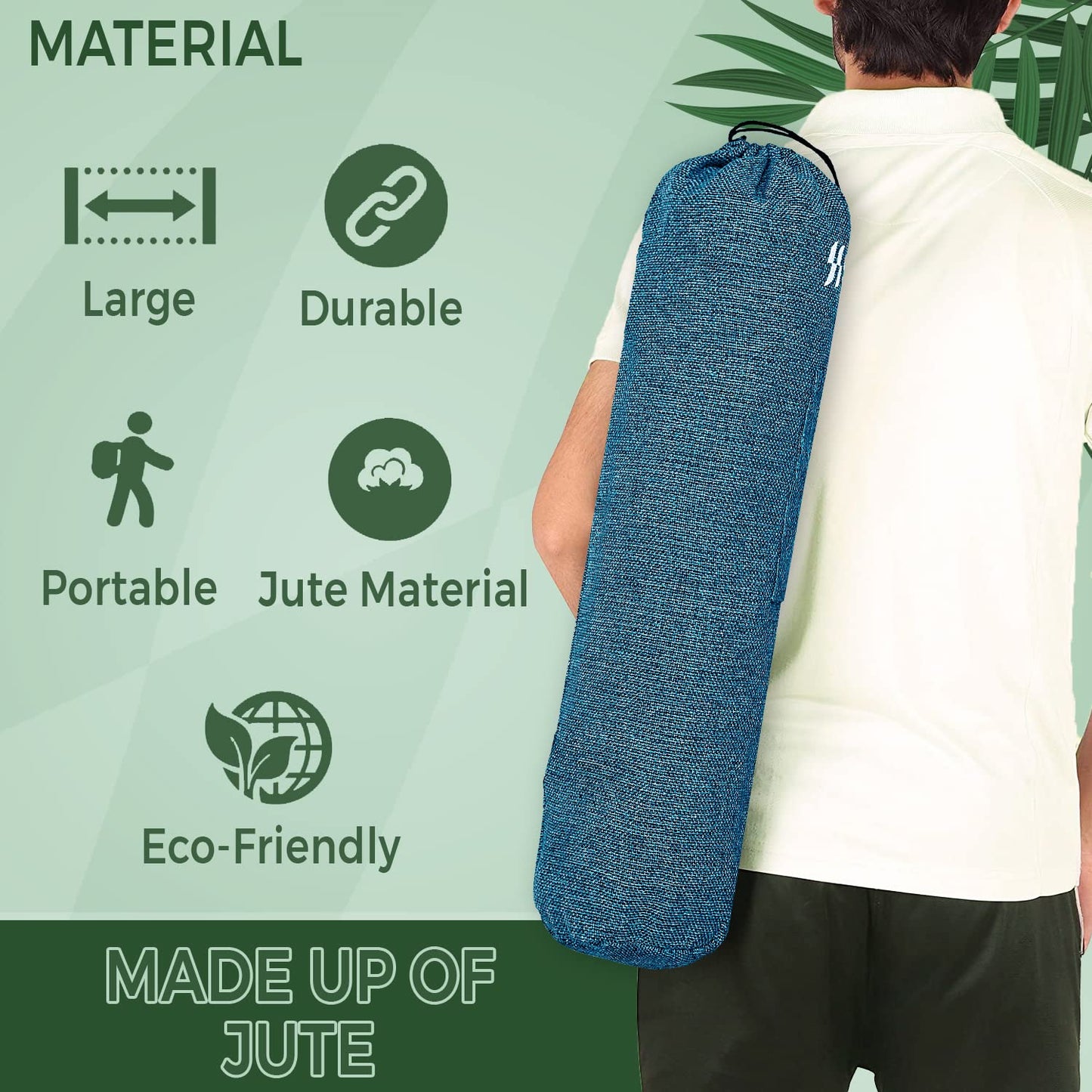 STRAUSS Jute Yoga Mat Bag with Shoulder Strap Green