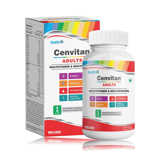 Healthvit Cenvitan Adults Multivitamin with 26 Nutrients for Energy, Immunity, Muscle Function - 60 Tablets