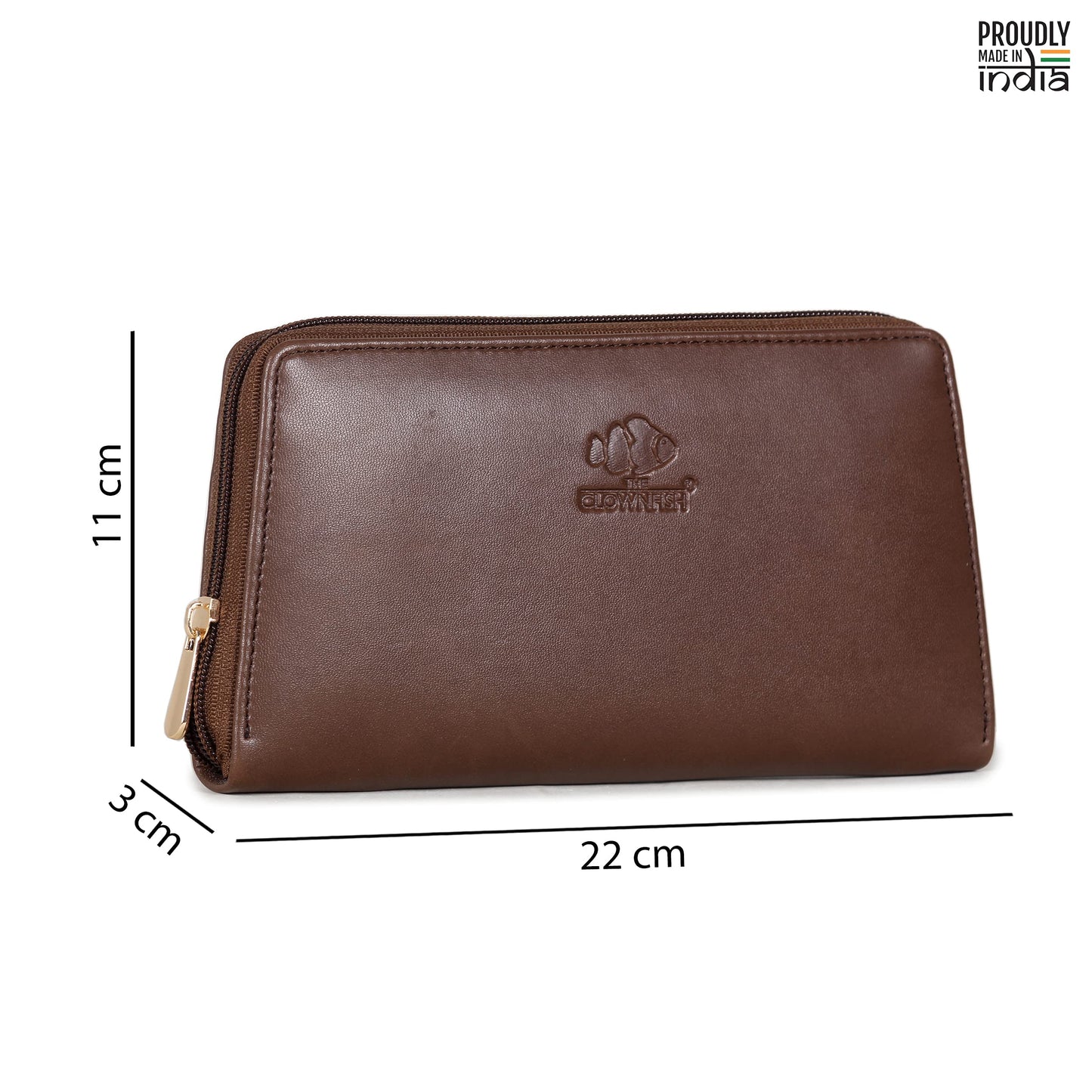 THE CLOWNFISH Evelyn Collection Womens Wallet Clutch Ladies Purse with Multiple Card Slots Dark Brown