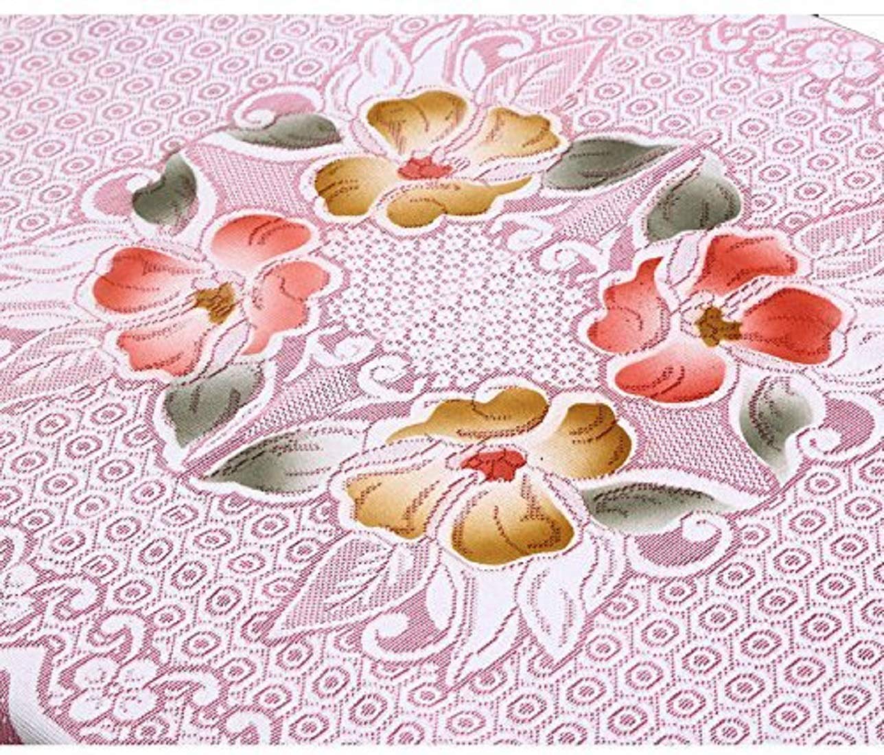 Kuber Industries Rectangular Cotton 4 Seater Centre Table CoverSize 152 x 102 x 1 CM Pink Pack of 1