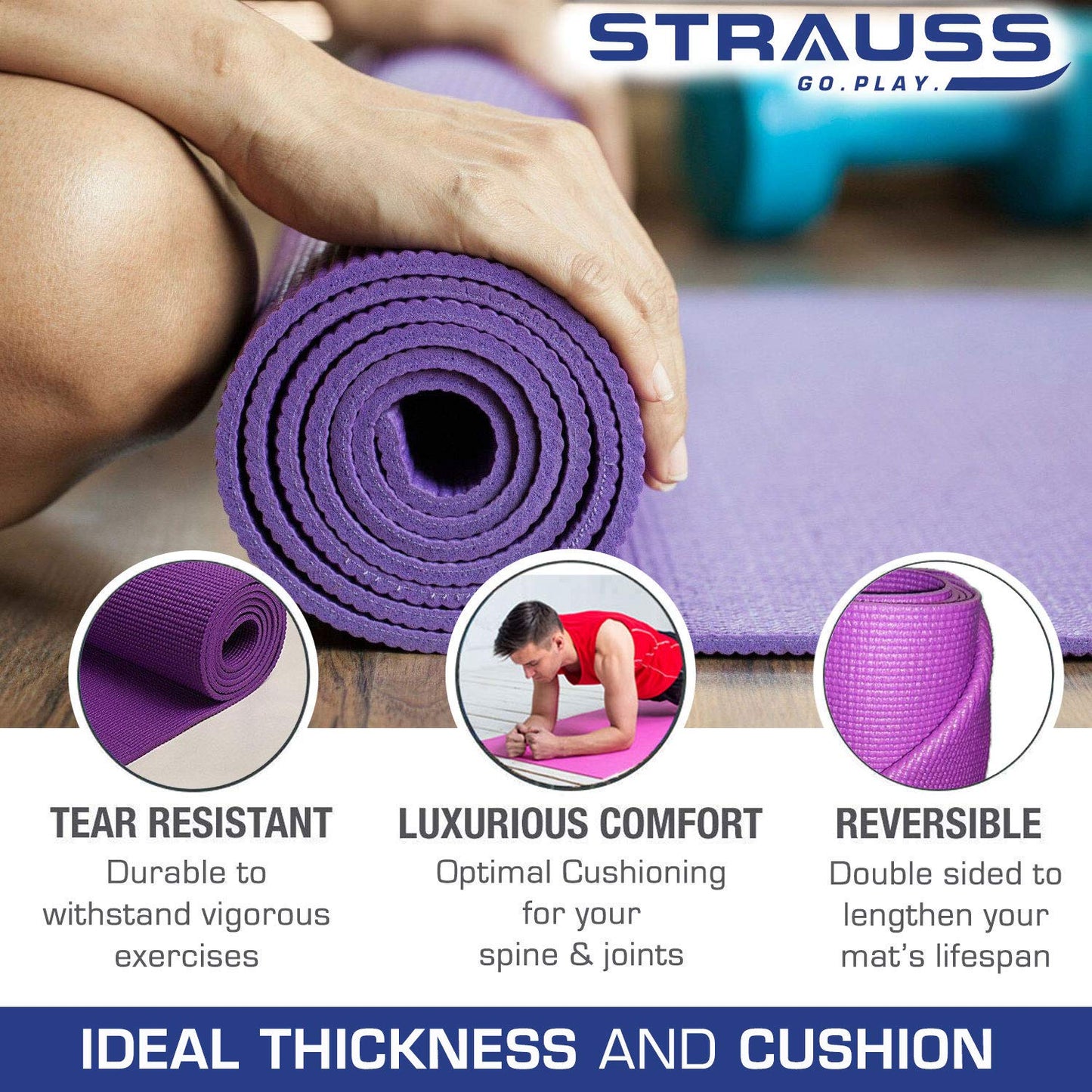 Strauss Yoga Mat 4 mm Purple