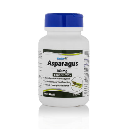 Healthvit Asparagus 400mg 20 Saponin  Improve Immune System  Urinary Tract Function  Vegan  Gluten Free  60 Capsules