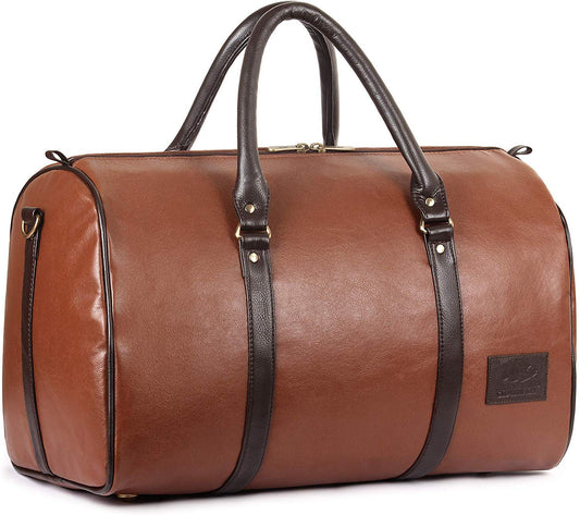 The Clownfish Browny 36 liters Faux Leather Travel Duffle Bag Men Travel Duffel Bag Luggage Daffel Bags Air Bags Luggage Bag Travelling Bag Truffle Bags Rust Brown