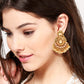 Yellow Chimes Traditional Moti Kundan Jadau Chandbali Earrings for Women and Girls