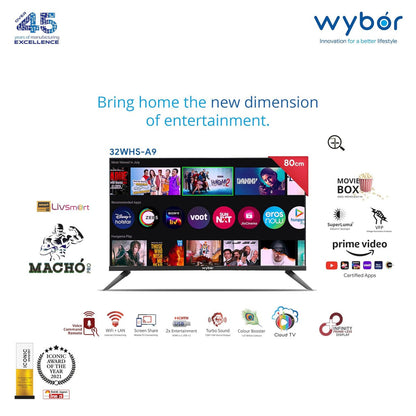 Wybor Macho PRO 80 cm 32 Inches HD Ready Smart LED TV Black 2021 Model  with Frameless Design