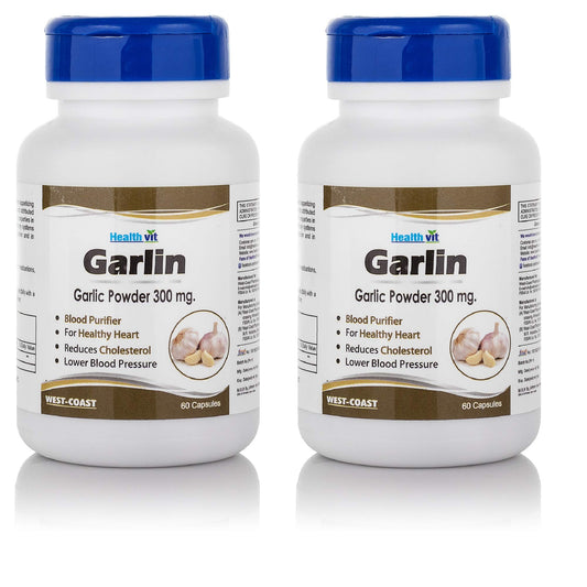 Healthvit Garlin Garlic Powder 300 mg - 60 Capsules Pack of 2