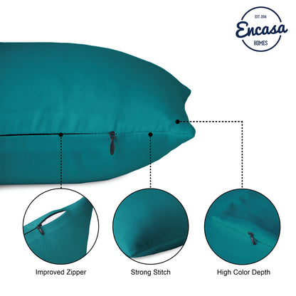 Encasa Homes Cushion Cover 2pc 16x16in 40x40cm - Azul Blue - Solid Cotton Canvas Pillow Case for Chair, Bed, Office, Home.