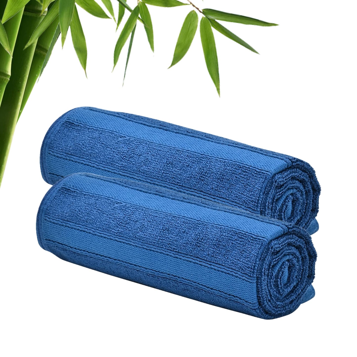 The Better Home 600GSM Bamboo Hand Towel, Anti-Odour, Anti-Bacterial, Ultra Absorbent, Quick Drying, Pack of 2, Blue.