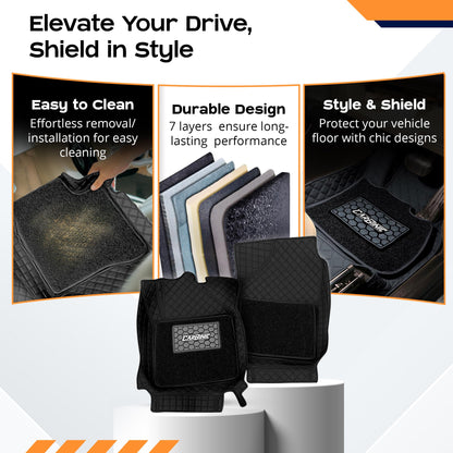 CARBINIC 7D Car Mats for Honda Elevate 2023: 7-layer protection, anti-skid, detachable curly mat, premium double-stitched leather.