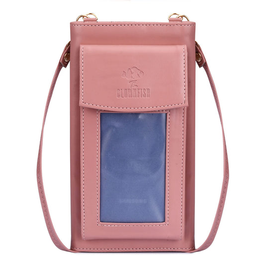 THE CLOWNFISH Winslet Ladies Wallet Womens Sling Bag with Transparent Front Mobile Pocket Pink