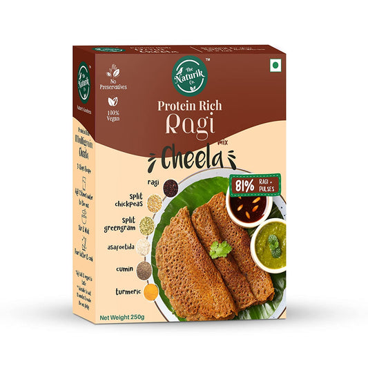 The Naturik Co Ragi Millets Cheela Mix 250g Ready to Cook ChillaDosa for Healthy Breakfast 81 Ragi and Pulses 20 Protein Anytime Snack for Kids and Family