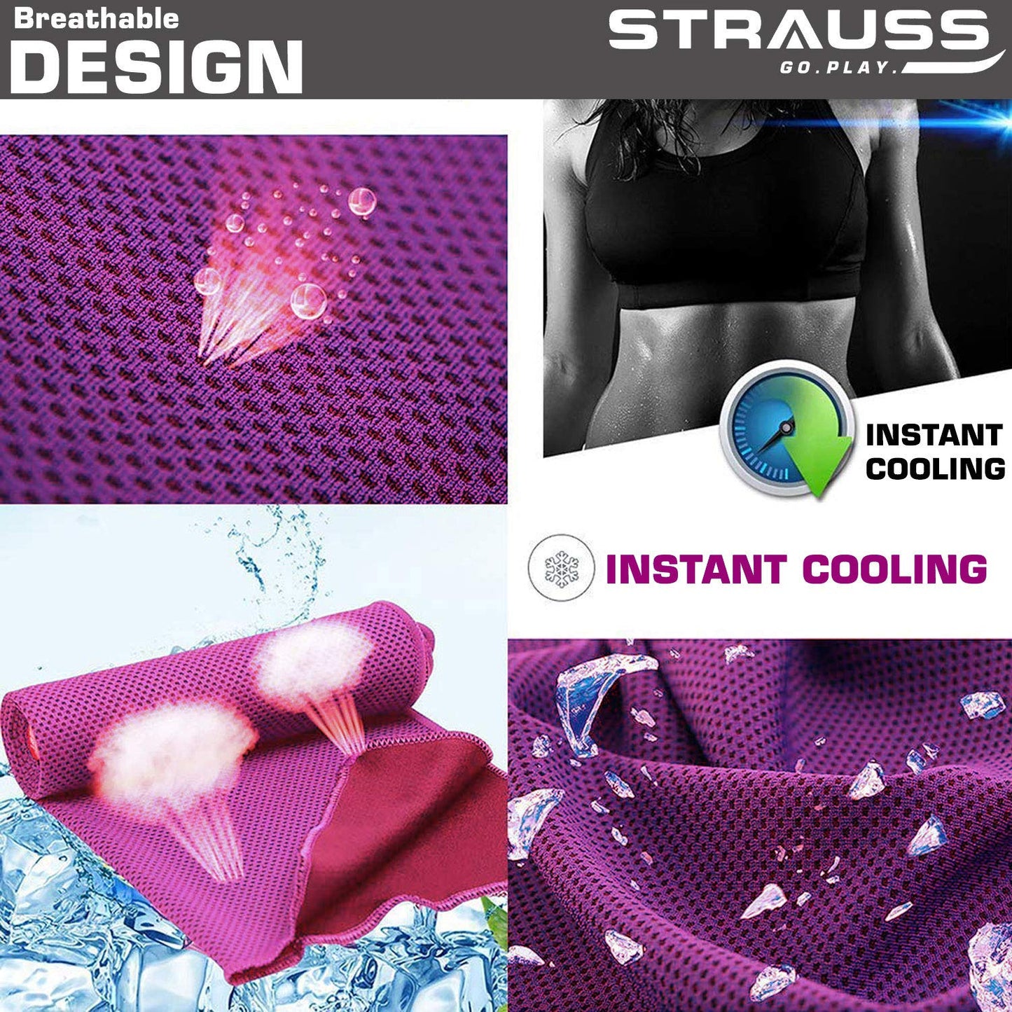 STRAUSS Cooling Towel 80 cm Purple