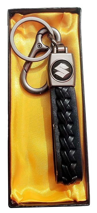 Suzuki leather CAR Keychain in premium Metal finish