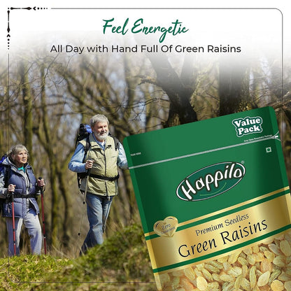 Happilo Premium Seedless Green Raisins 500g Value Pack