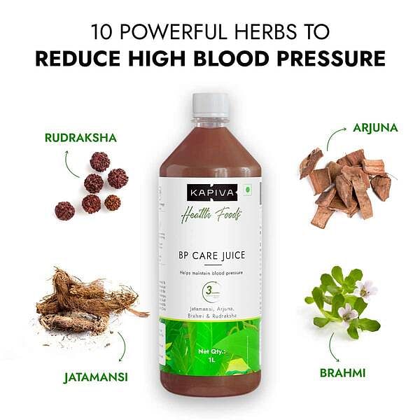 Kapiva BP Care Juice - 100 Ayurvedic Juice for Controlling Blood Pressure  Cholesterol Level  Arjuna Shankhpushpi  8 Other Herbs - 1 Litre