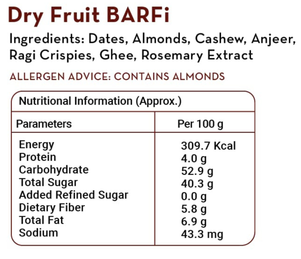 Dry-Fruit Date Bars  No Refined Sugar  100 Natural  Anjeer Dates Badam  Cashews  DESi Meetha  Pack of 2 x 200 Gms