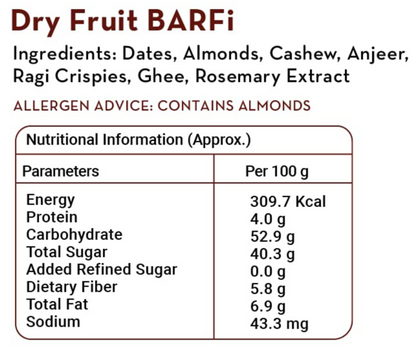 Dry-Fruit Date Bars  No Refined Sugar  100 Natural  Anjeer Dates Badam  Cashews  DESi Meetha  Pack of 2 x 200 Gms