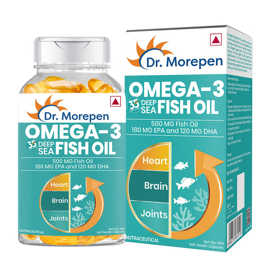 DR. Morepen Omega 3 Deep Sea Fish oil 500mg  60 softgels  Omega EPA DHA Vitamin A D E K2  Heart  Brain  Joints