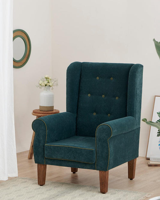 Begum Wing Chair Velvet - Dark Green