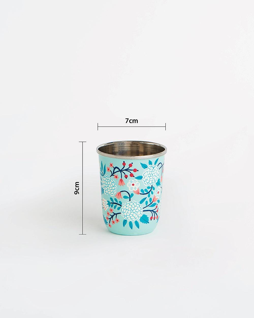 Blue Floral Steel Tumbler Small