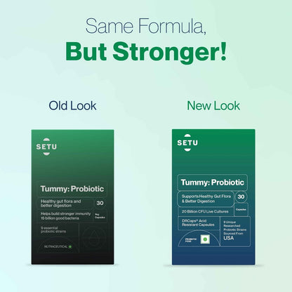 Setu Tummy Probiotic - 30 Capsules, 9 strains, 20 Billion CFUs, Lactobacillus, Bifidobacterium, Better Immunity, Gut Health, Reduced Gas.