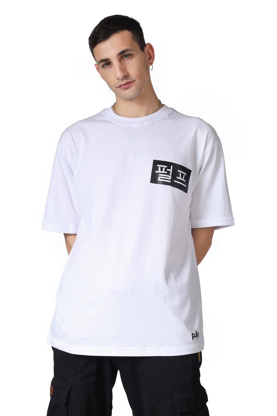 Korean Text Printed T-Shirt